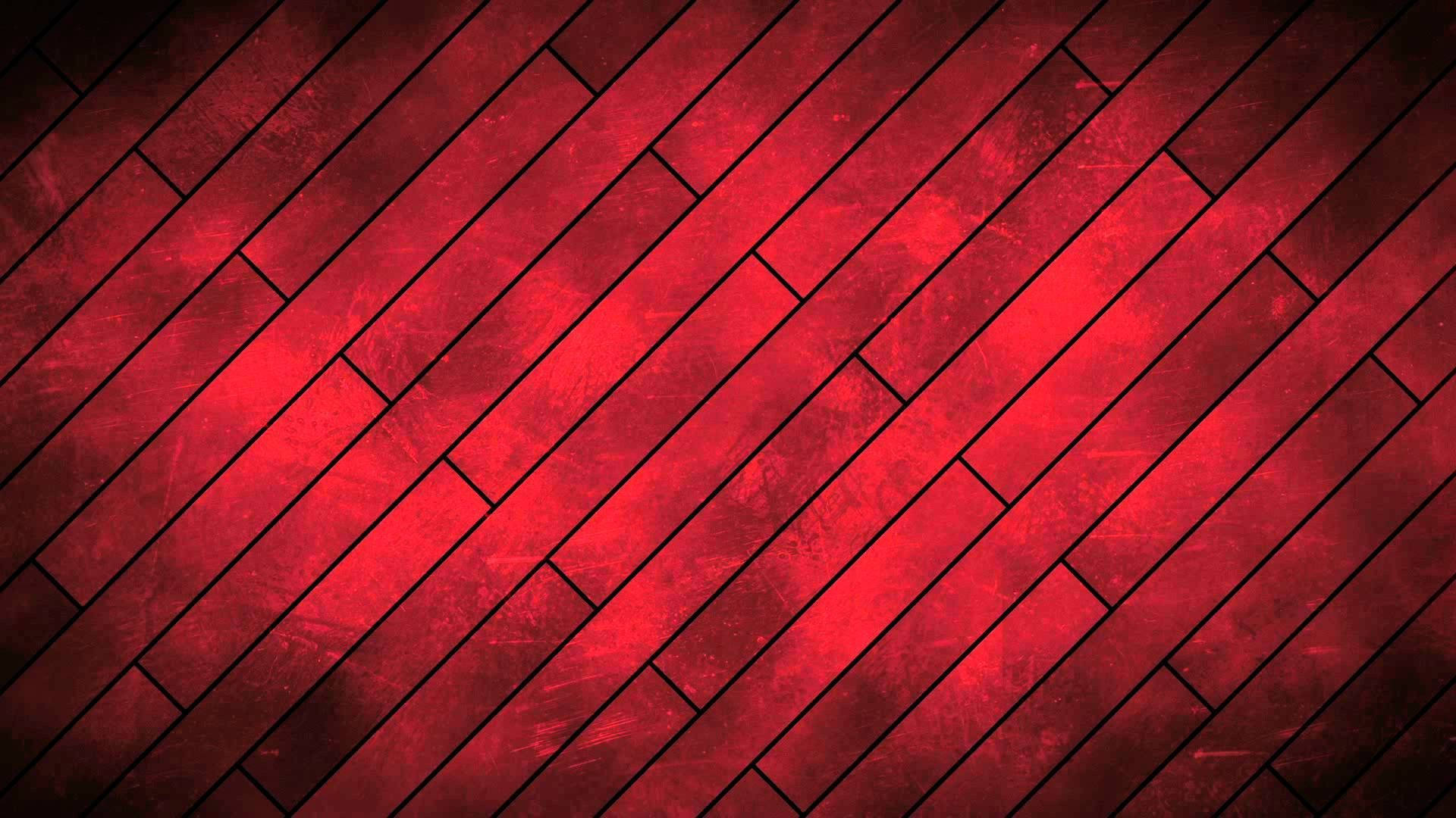 YouTube縮圖紅色斜向長方形 壁紙 — 充滿活力的紅色斜紋木板搭配紋理磨損飾面，營造出大膽的幾何圖案。
