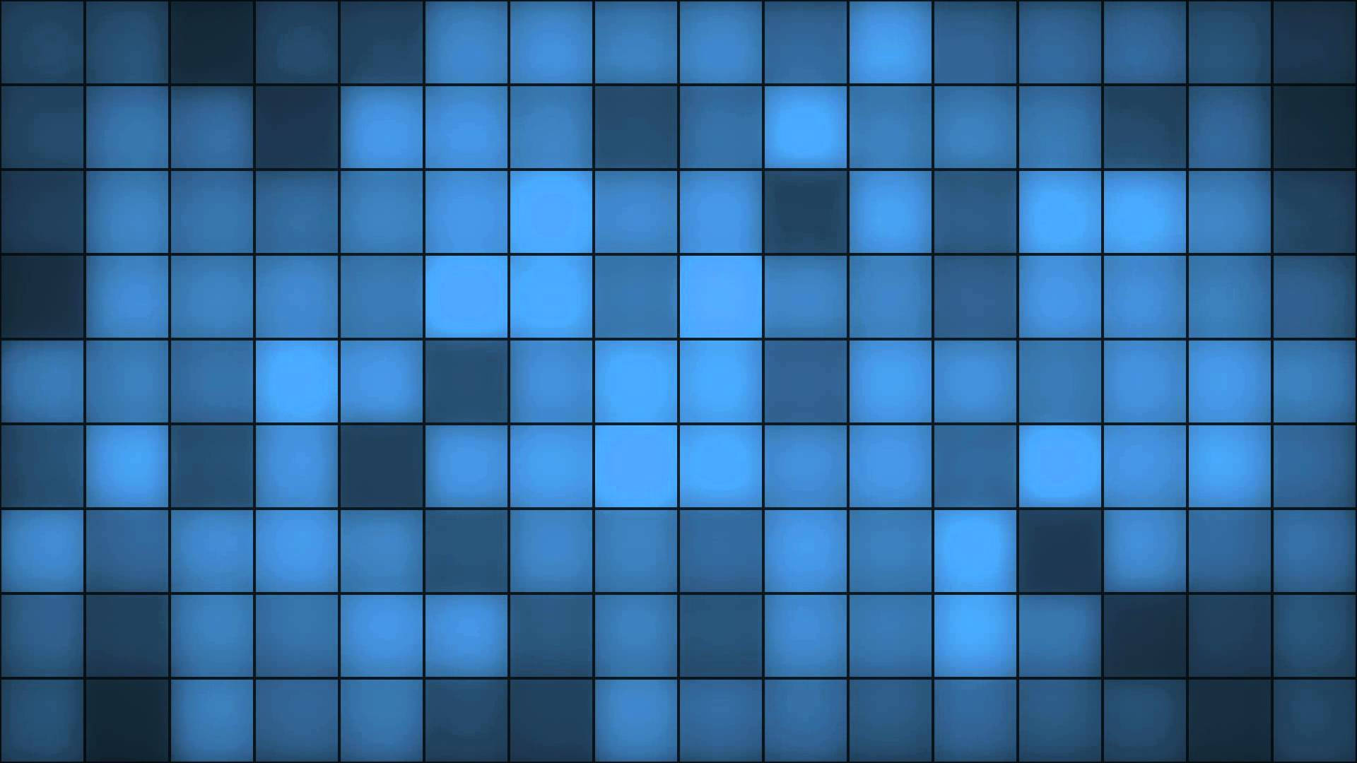 YouTube縮圖藍色格紋 壁紙 — 一個由發光藍色方格組成的網格，帶有不同深淺，形成數位馬賽克圖案。