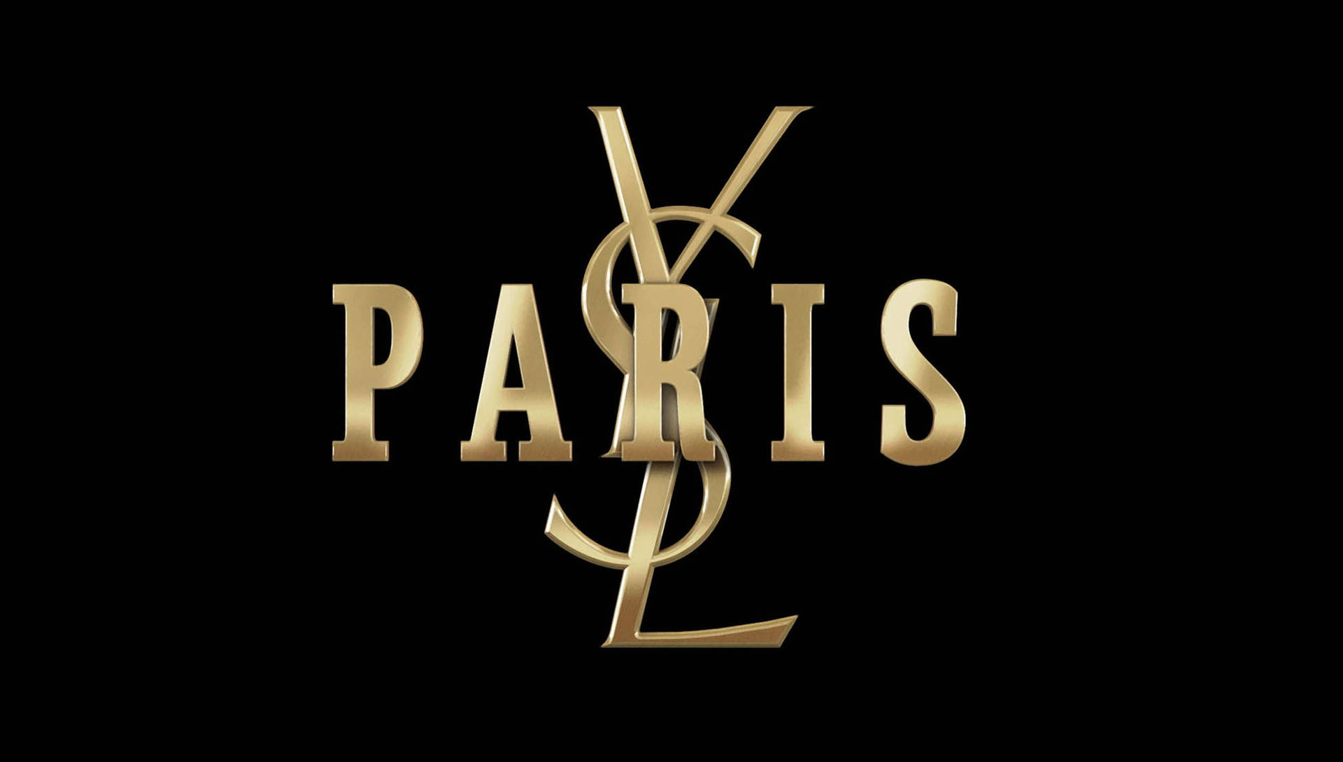 黑色背景上的金色YSL Paris標誌