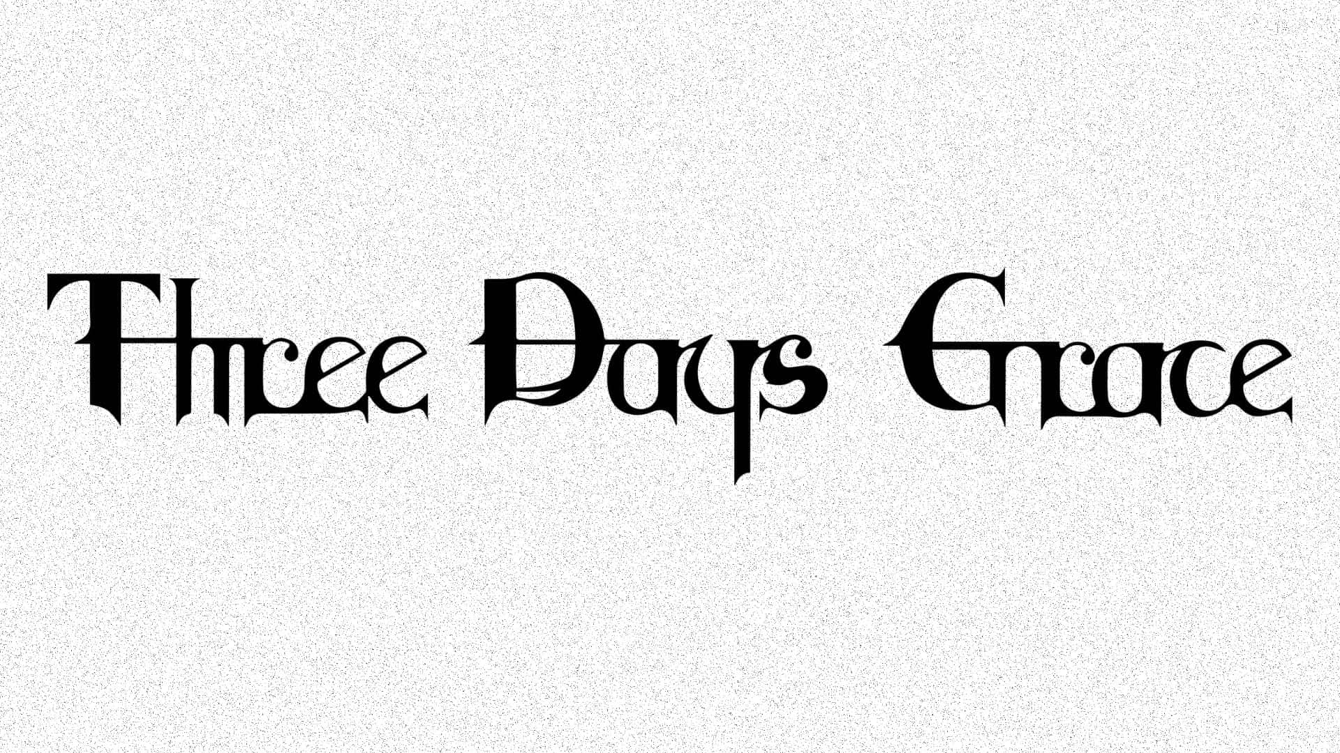  壁紙 — 在紋理淺灰色背景上拼寫 Three Days Grace 的粗體黑色哥德式文字。