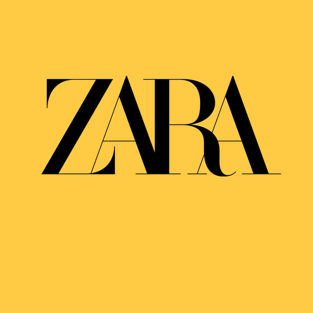 以Zara打造個人衣櫥 壁紙 — 大膽的黑色ZARA標誌居中於純芥末黃色背景上，搭配簡潔的極簡設計。