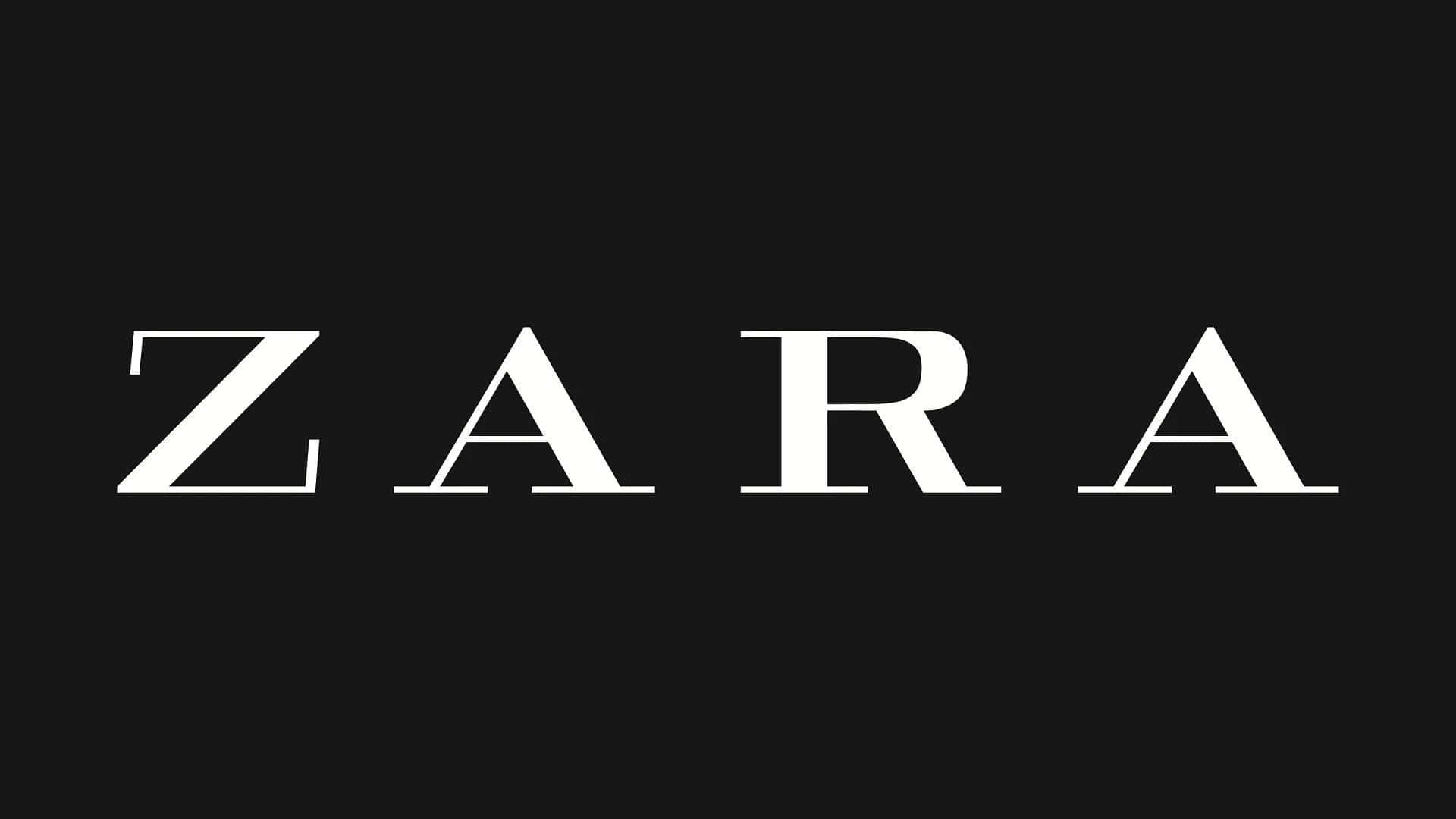 ZARA品牌標誌以白色文字顯示在黑色背景上