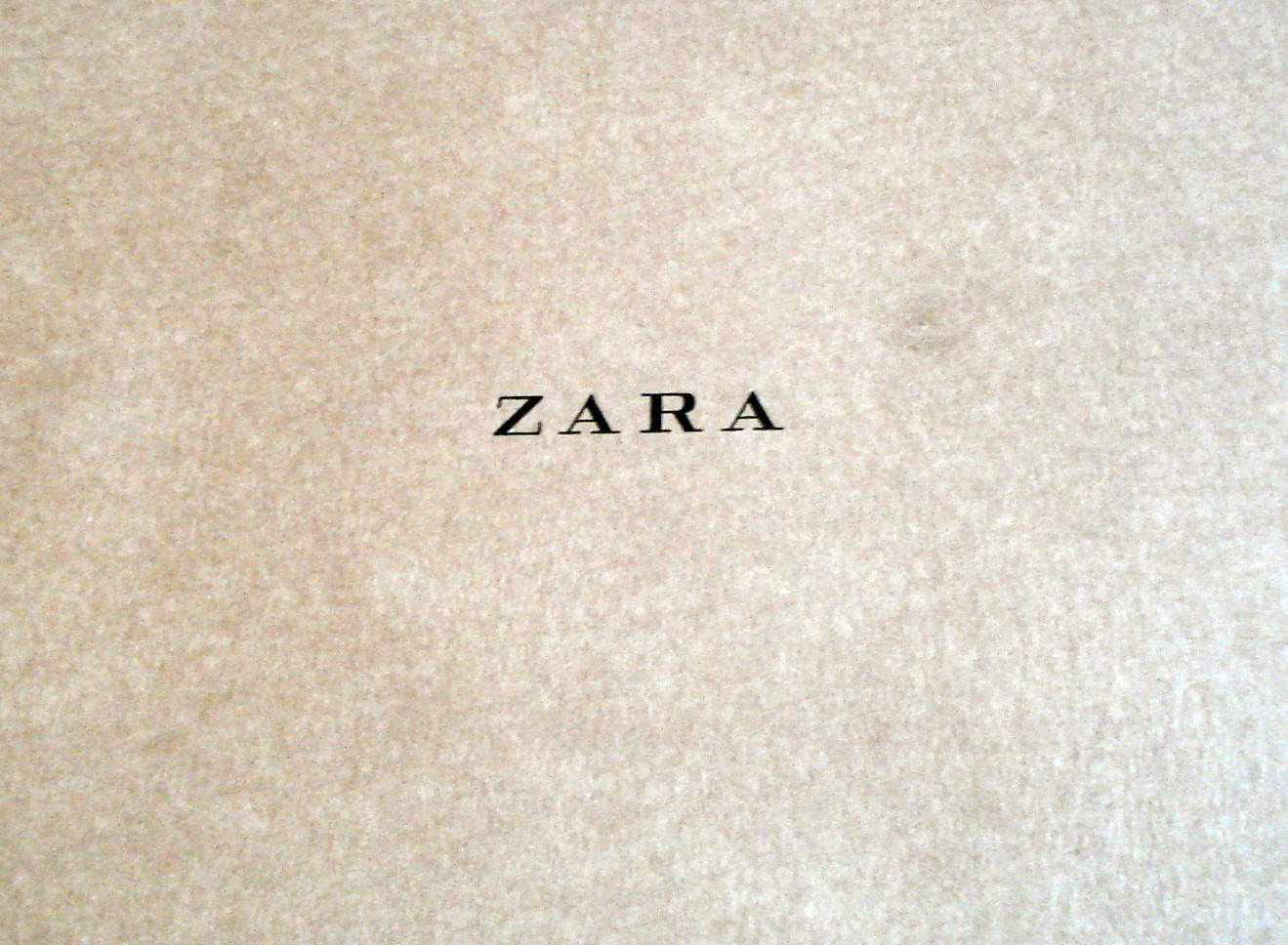 Zara時尚女性服裝系列 壁紙 — 米色紋理表面上，黑色襯線字體的「ZARA」字樣居中於畫面。