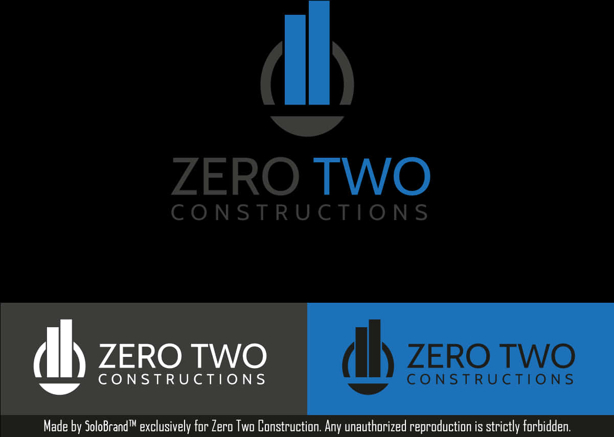 Zero Two Constructions 標誌設計 壁紙 — Zero Two Constructions 的極簡標誌，以三種顏色變化顯示在深色背景上。