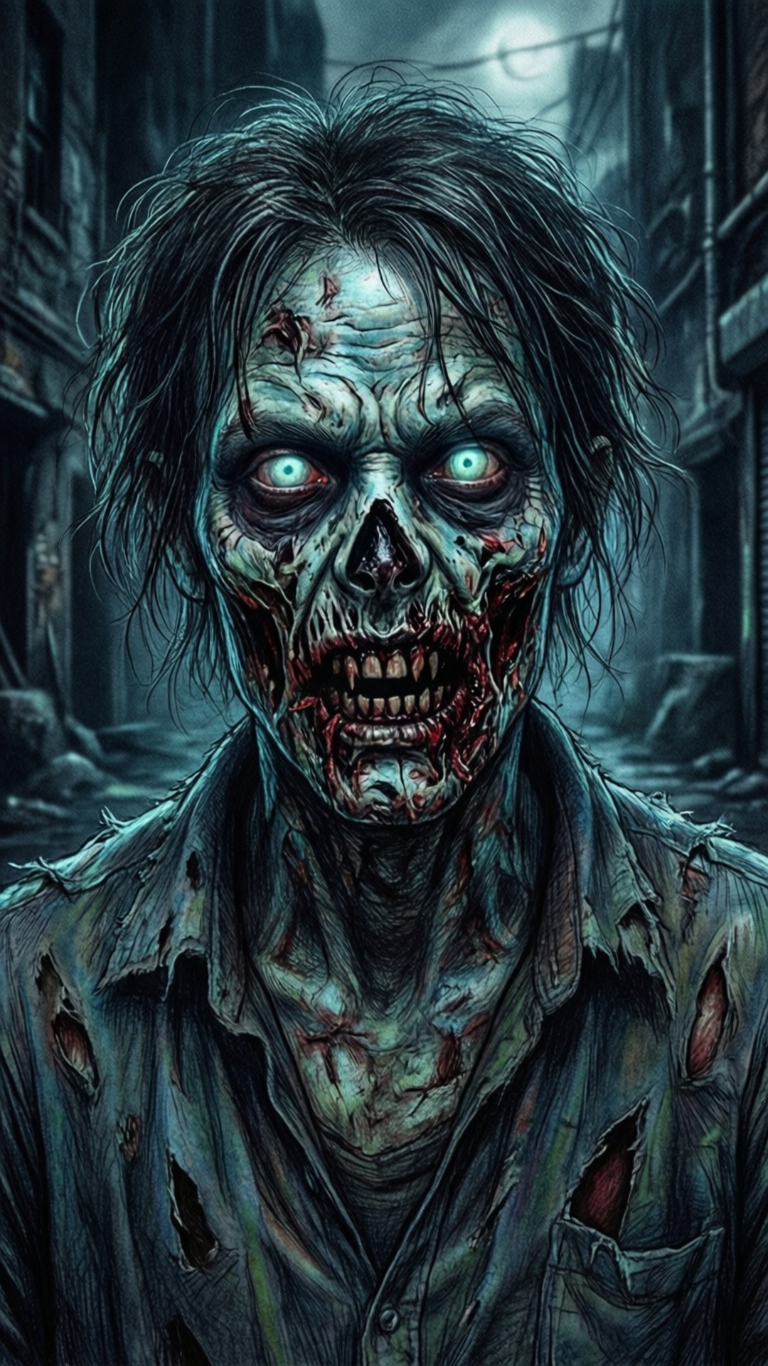 Zombie 暗巷型格繪畫 壁紙