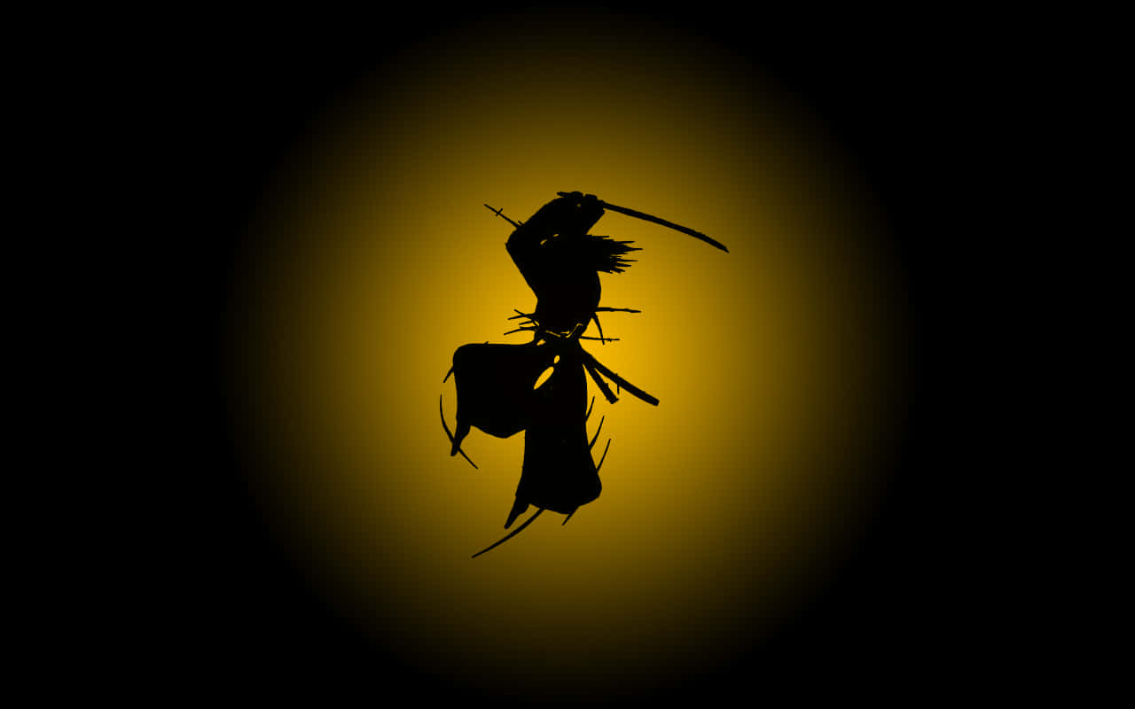 武士剪影持劍，背景為金色光芒
