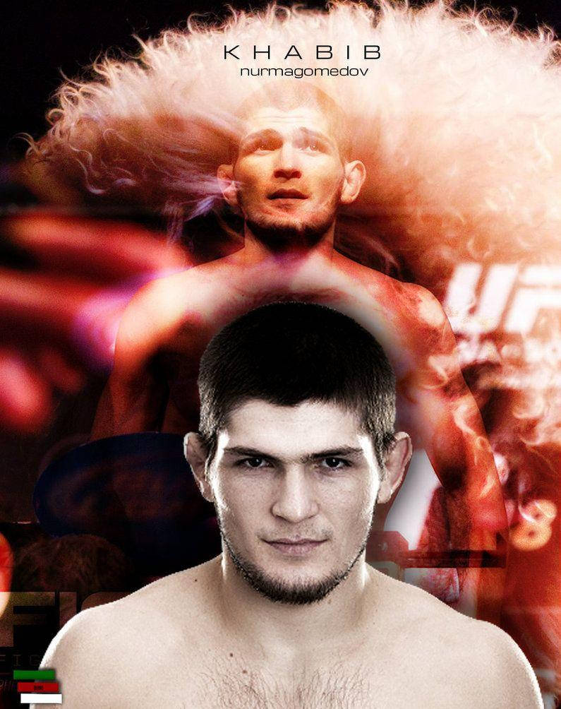 UFC 桌布 壁紙 — 一位擁有火紅頭髮和銳利目光的兇猛戰士，主宰了一張充滿動感的UFC宣傳海報。