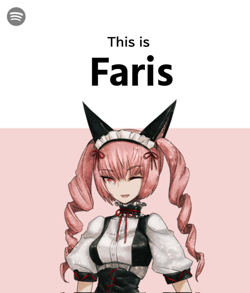 Faris Nyannyan 桌布 壁紙 — 一位粉紅色頭髮、貓耳朵、穿著女僕裝的動漫女孩在柔和的粉紅色背景上微笑。