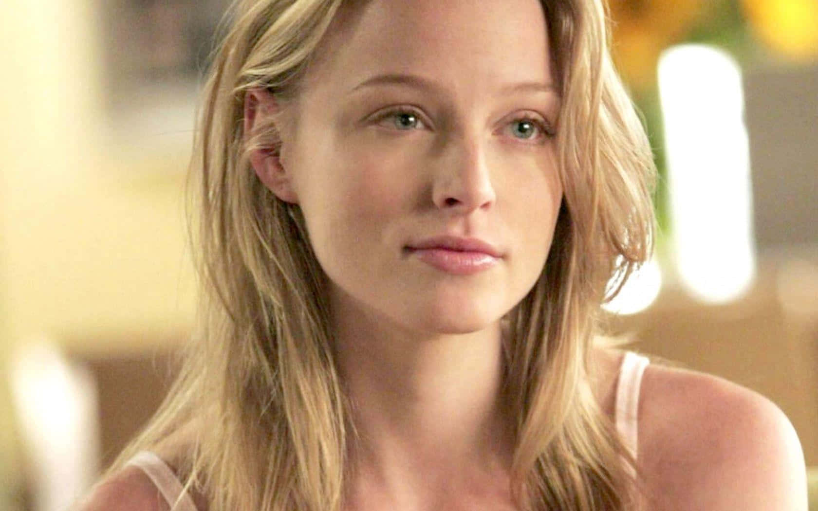rachel nichols 桌布 壁紙 — 一位金髮女性的特寫肖像，光線柔和，背景溫暖模糊。