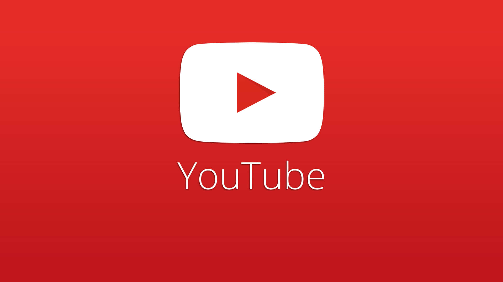 YouTube Logo 桌布 壁紙 — 一個乾淨的YouTube標誌，帶有白色播放按鈕和文字，背景為純紅色漸變。