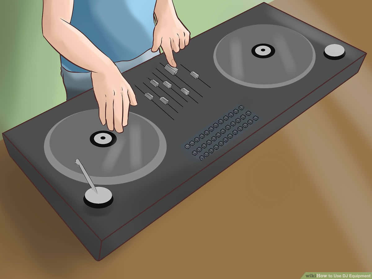 DJ 桌布 壁紙 — 一個人用數碼DJ控制器混音，雙手調整旋鈕和滑桿。