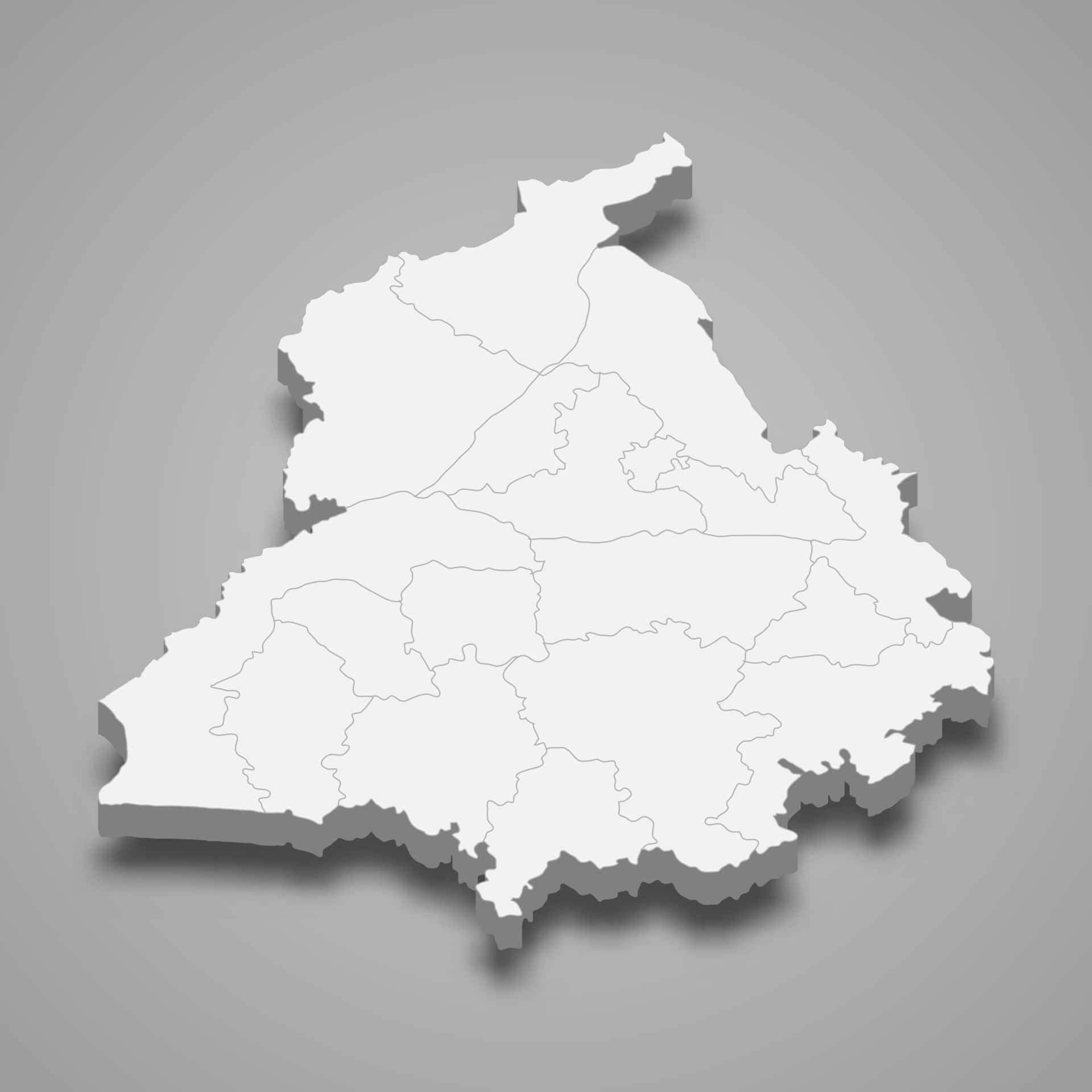 3d Map 桌布 壁紙 — 一個以灰色漸變背景、帶有內部邊界的區域的極簡3D渲染白色地圖。