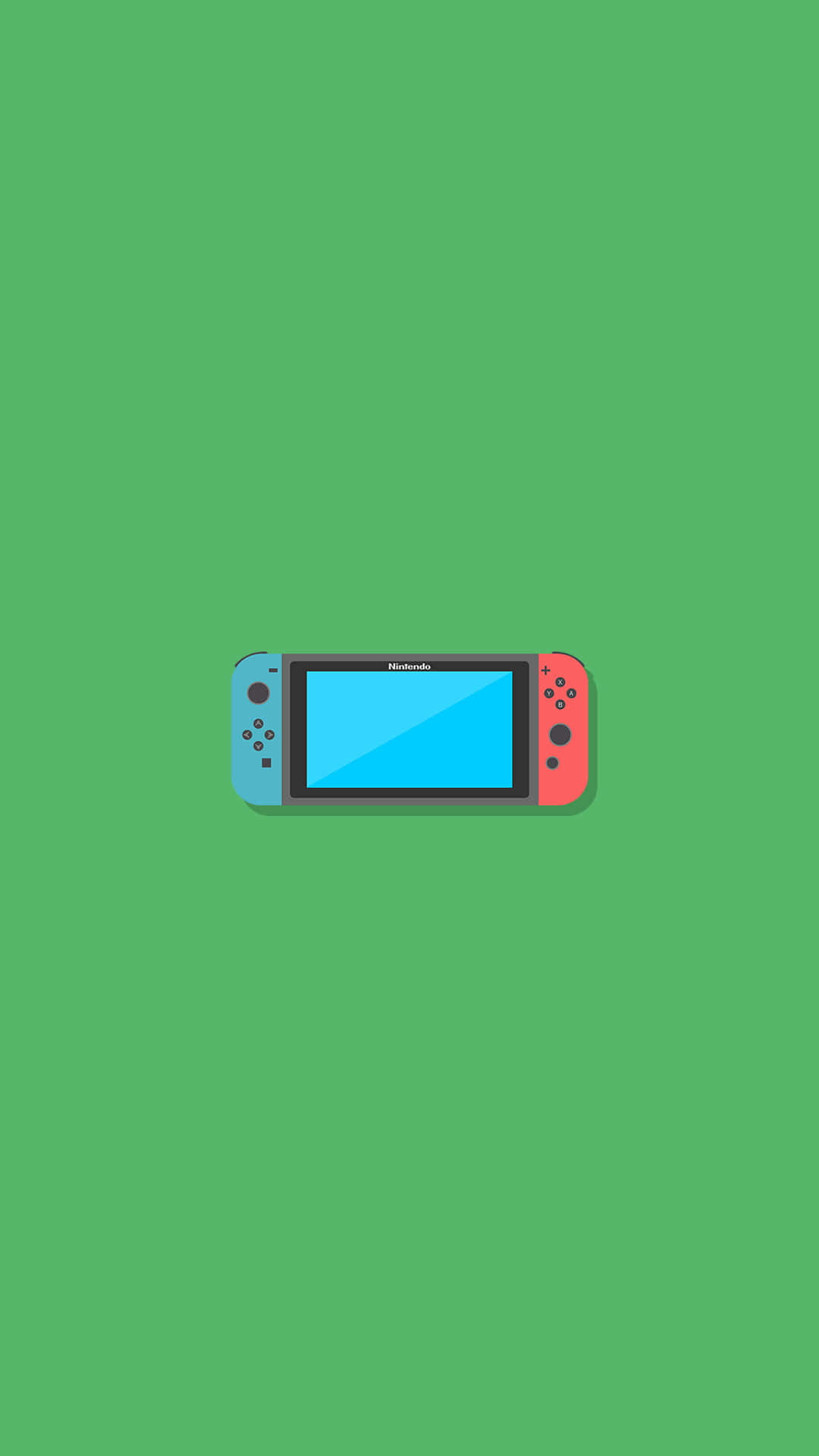 Green Minimalistic 桌布 壁紙 — 一個以純綠色背景為中心嘅Nintendo Switch主機極簡平面插圖。