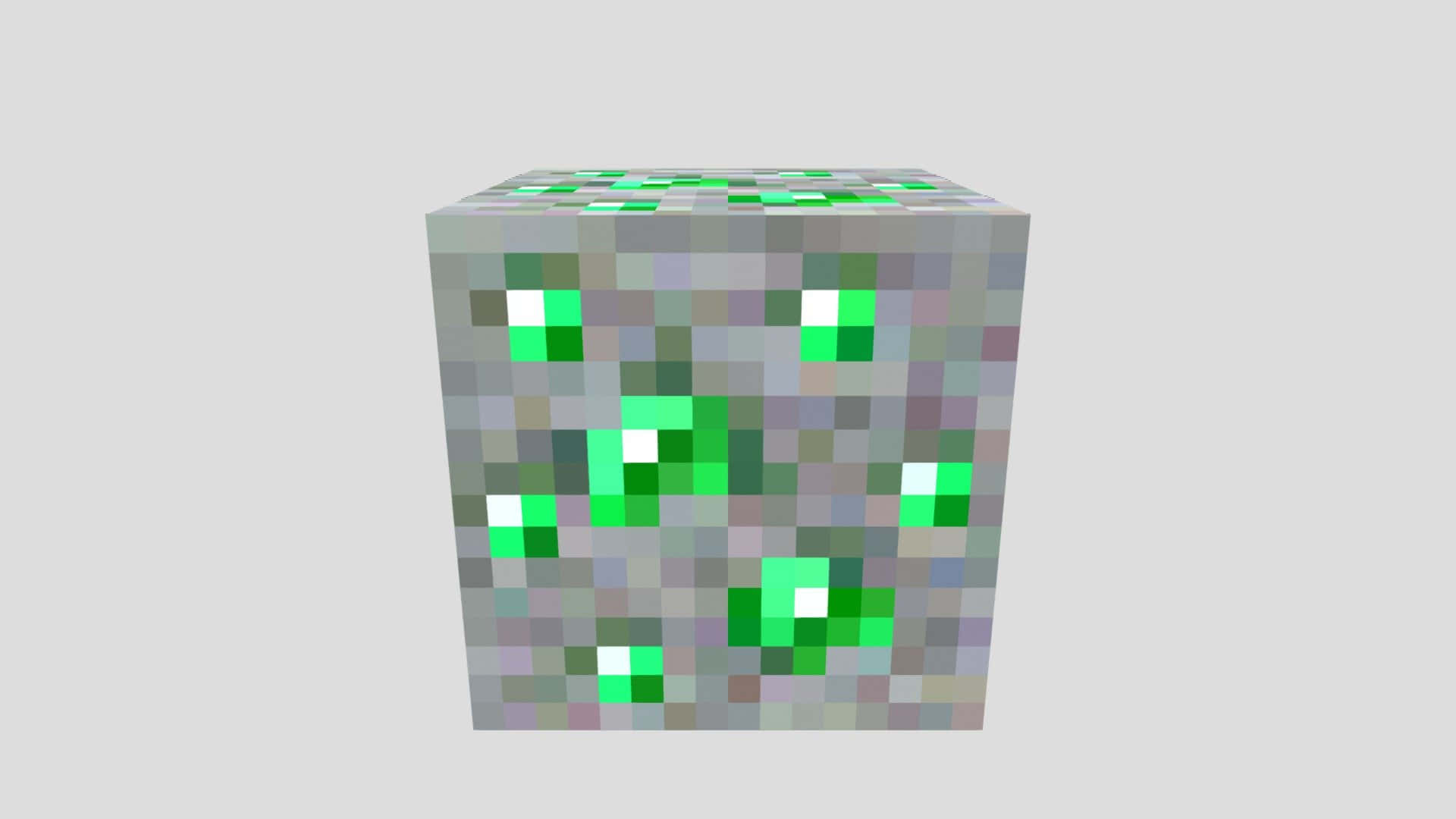 Minecraft Emeralds 桌布 壁紙 — 一個像素化的 Minecraft 爬行者方塊，帶有發光的綠色眼睛和紋理灰色身體，背景為純色。