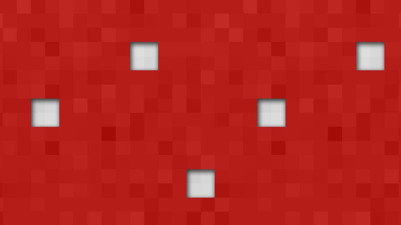 Minecraft Redstone 桌布 壁紙 — 一個像素化的紅色背景，散落著白色方格，營造出極簡的數位圖案。
