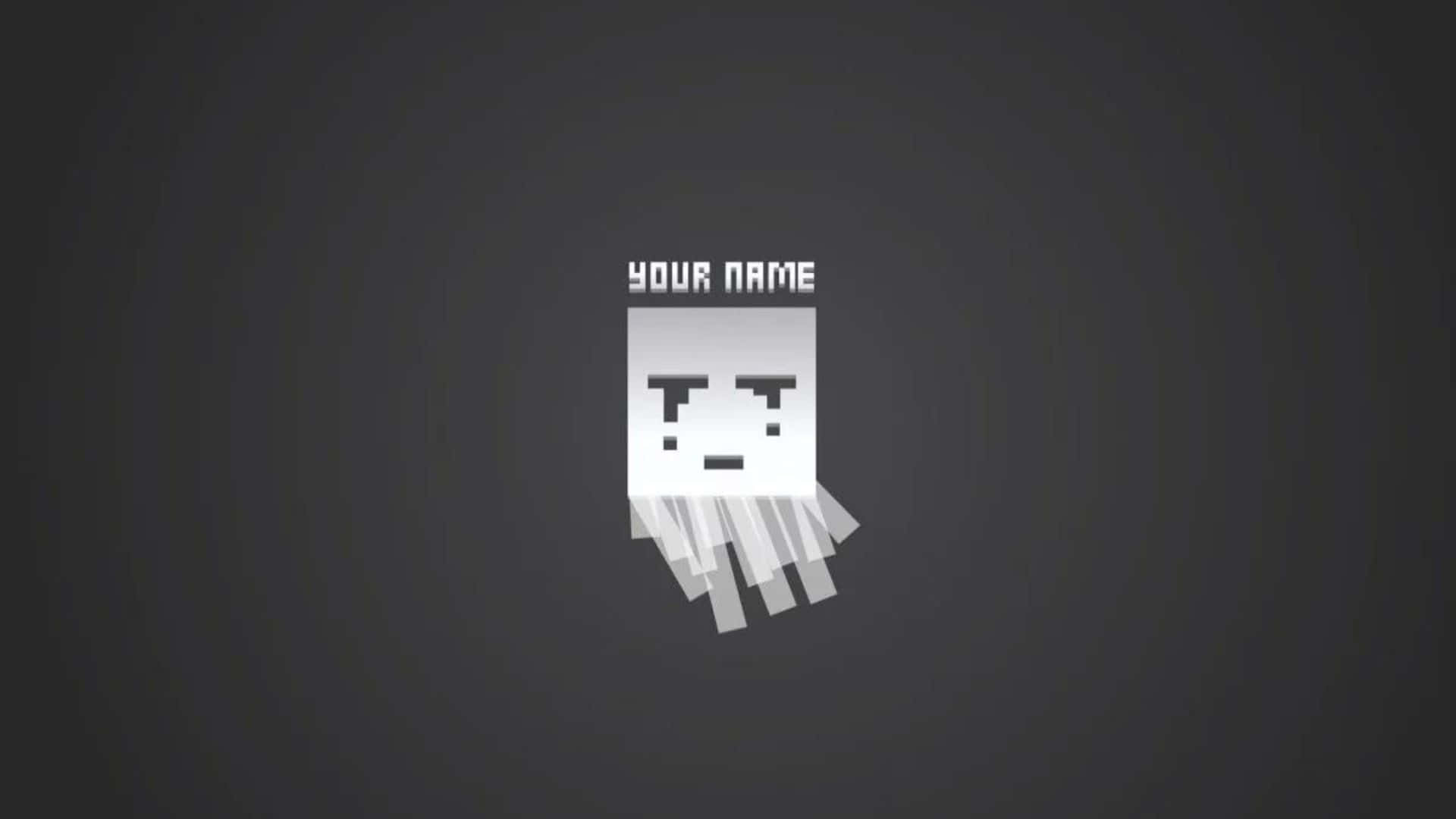 Minecraft Ghast 桌布 壁紙 — 一個像素化的鬼魂，帶著悲傷的表情和拖曳的絲線，漂浮在深灰色漸變背景上。