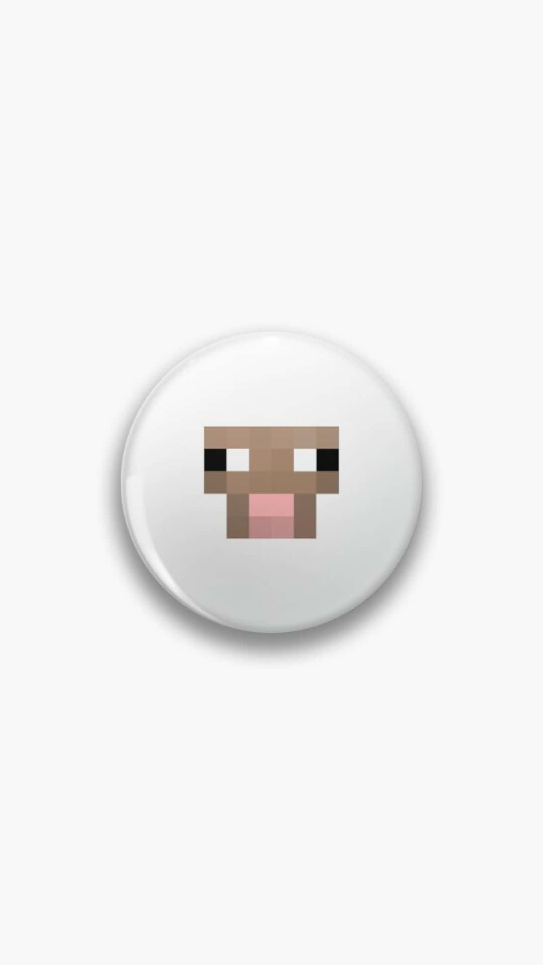 Minecraft Sheep 桌布 壁紙 — 一個像素化羊臉在光滑的白色按鈕上，背景為純淺灰色。