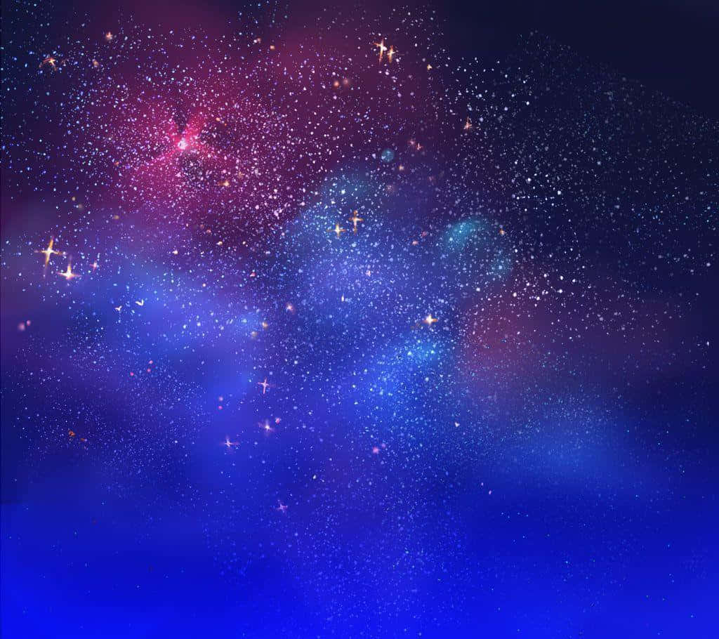 星空 桌布 壁紙 — 一個充滿活力的宇宙星雲，在深邃的太空背景下，以電光藍和洋紅色旋轉，點綴著閃爍的星星。
