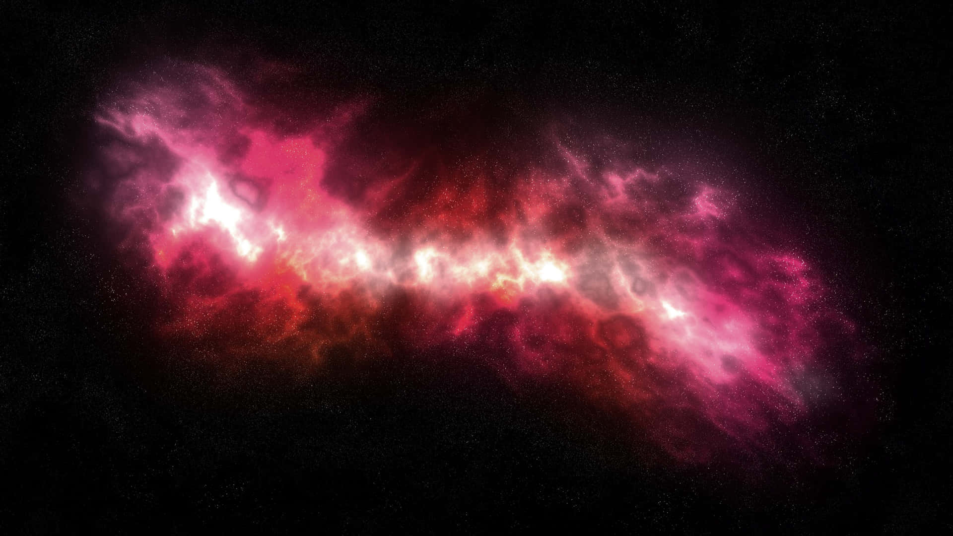 Red Space 桌布 壁紙 — 一個充滿活力的宇宙星雲在佈滿星星的黑色虛空中，以火紅和粉紅色旋轉。