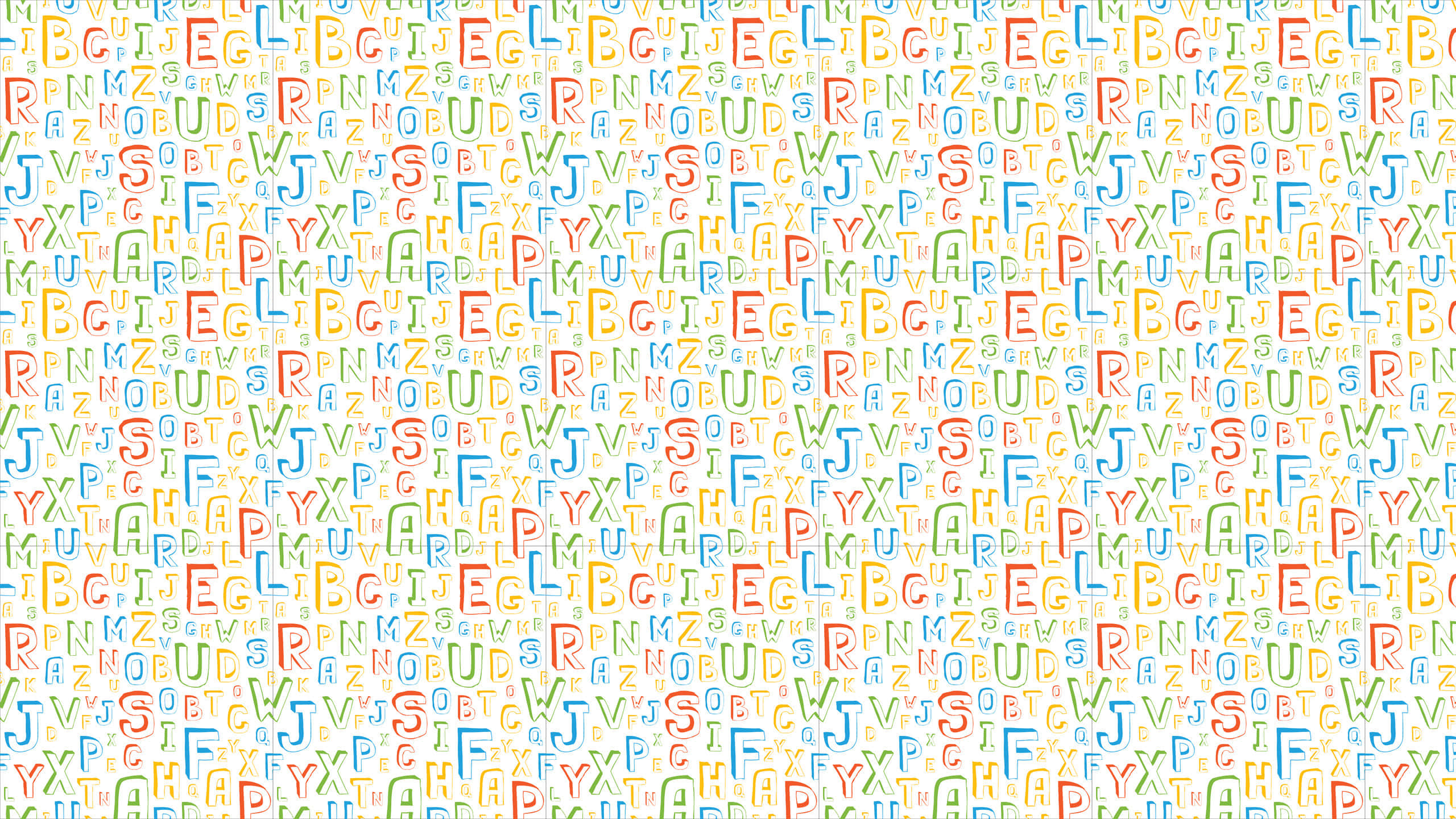 字母 桌布 壁紙 — 一個充滿色彩繽紛散落大寫字母的重複圖案嘅有趣牆紙。