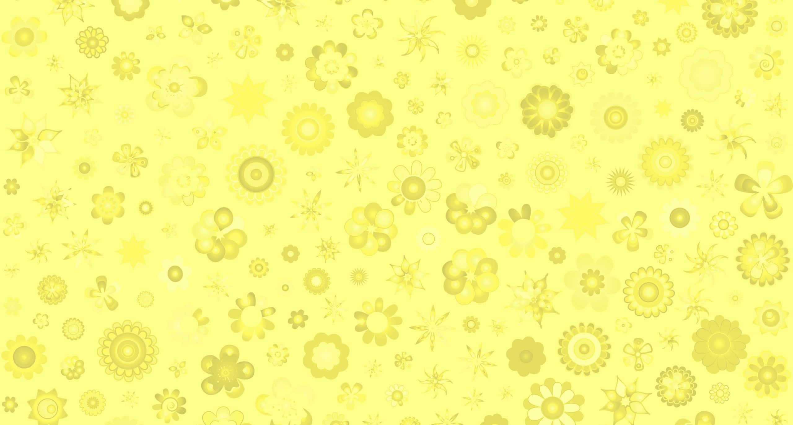 Yellow Pattern 桌布 壁紙 — 一個充滿重複風格化花朵和圓形圖案、色調各異的歡快黃色牆紙圖案。