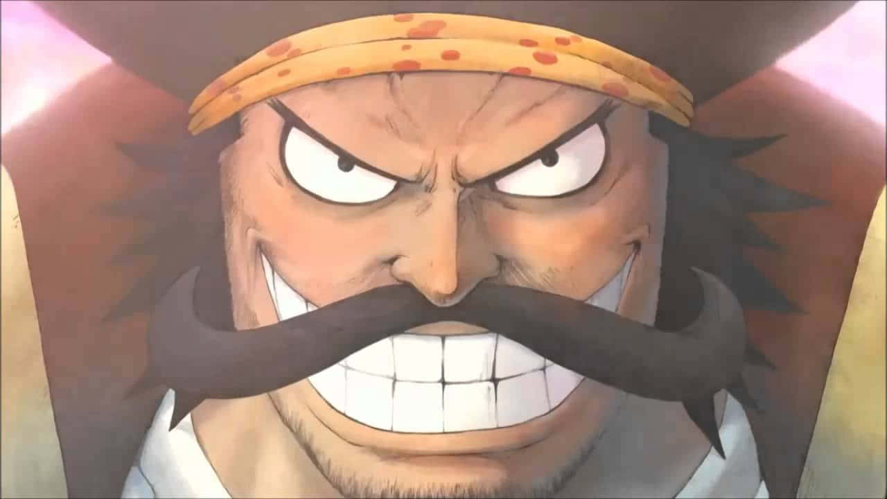 King Of The Pirates 桌布 壁紙 — 一個兇猛嘅動畫海盜嘅特寫，佢有濃密嘅鬍鬚同憤怒嘅眼睛，正猛烈地瞪視。
