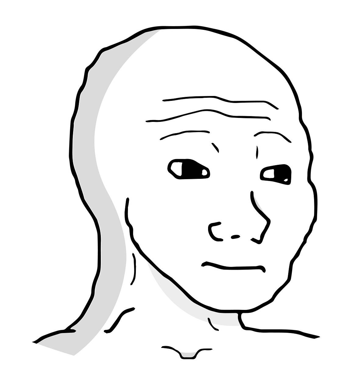 meme 桌布 壁紙 — 一個光頭男人臉部的極簡線條畫，帶有疲憊的表情和側面微妙的陰影。