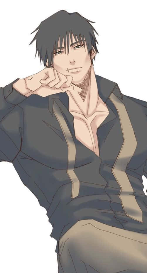 Toji Suzuhara 桌布 壁紙 — 一個冷靜的動畫男人，黑髮，抽煙，放鬆地托腮。