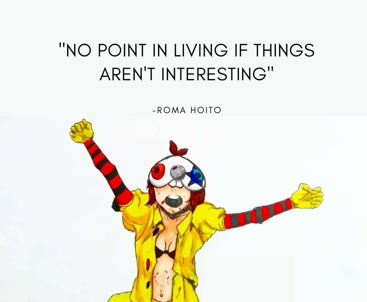 Roma Hoito 桌布 壁紙 — 一個動漫角色戴著色彩繽紛的眼罩和條紋袖子，在純白色背景上勝利地舉起雙臂。