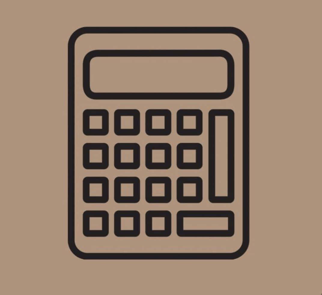 Calculator 桌布 壁紙 — 一個在純米色背景上的簡約黑色線條計算機圖標。