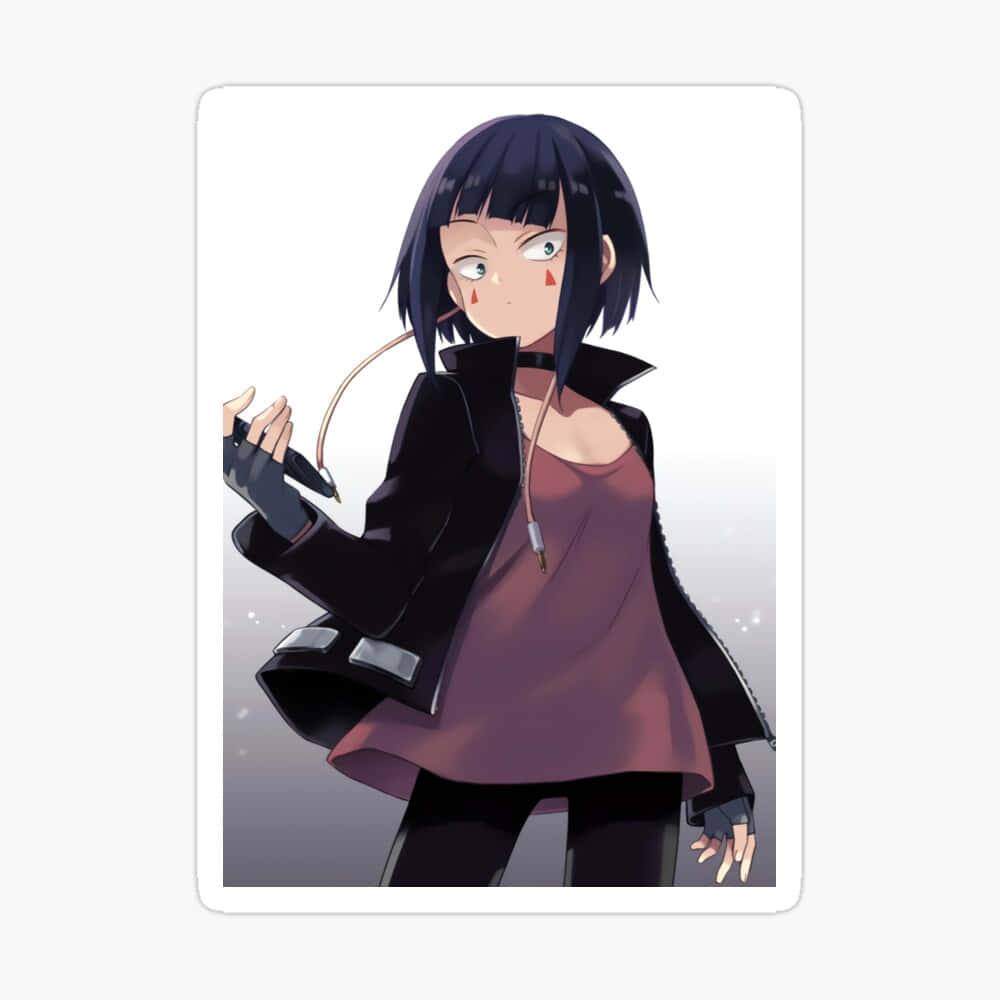Kyoka Jiro 桌布 壁紙 — 一個堅定的動漫女孩，短黑髮和紅色臉頰標記，以動態姿勢拿著弓箭。