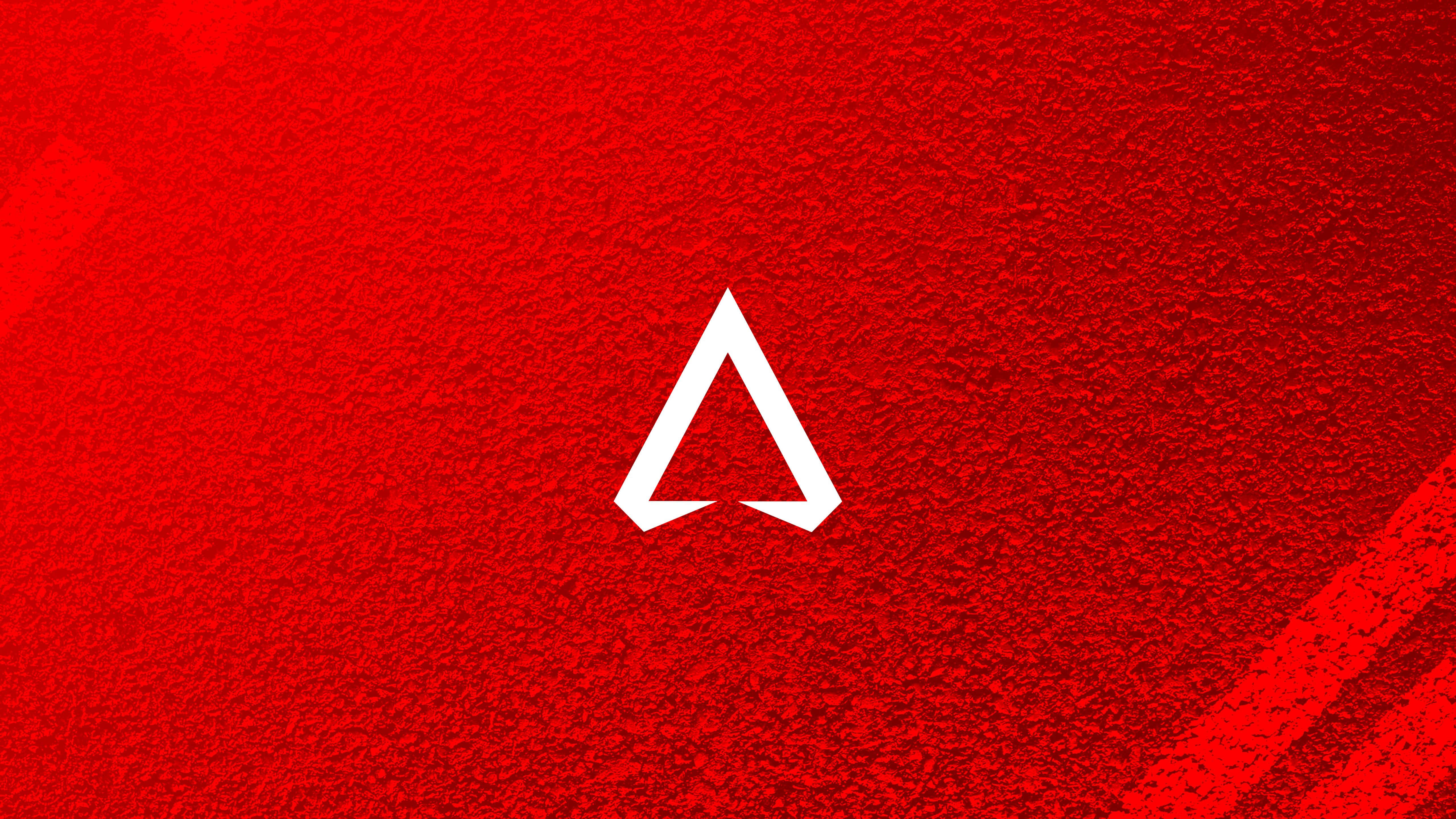 Apex 英雄 桌布 壁紙 — 一個大膽的白色 Assassin's Creed 標誌，居中放置在帶有對角線條紋的紋理深紅色背景上。