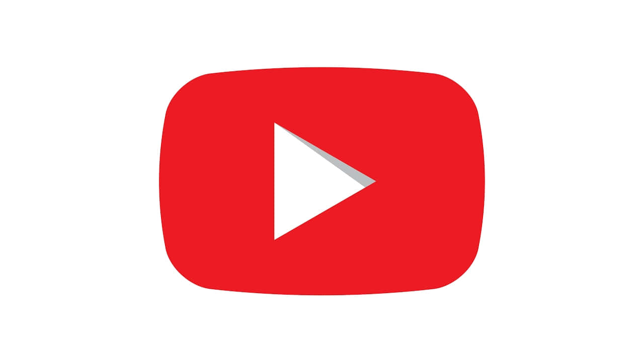 YouTube Logo 桌布 壁紙 — 一個大膽的紅色 YouTube 播放按鈕圖標，白色三角形居中於純白色背景上。