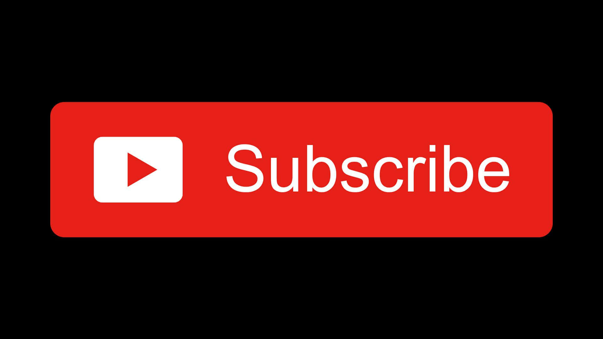 YouTube Logo 桌布 壁紙 — 一個大膽的紅色YouTube訂閱按鈕，帶有白色文字和播放圖示，居中在黑色背景上。