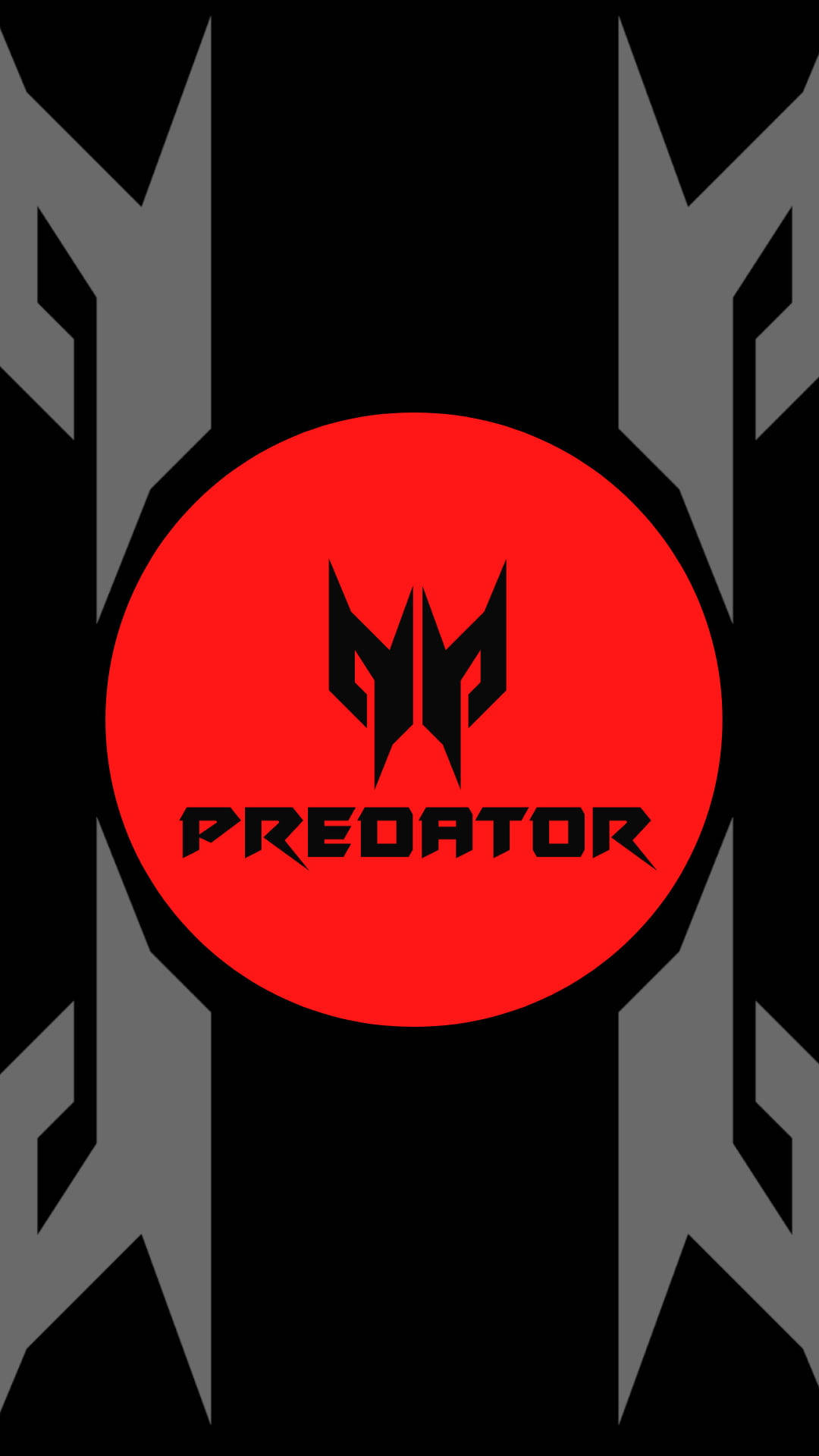 Cool Logos 桌布 壁紙 — 一個大膽的紅色圓圈，中央是黑色Predator標誌，背景為黑色，並由灰色角形狀框住。