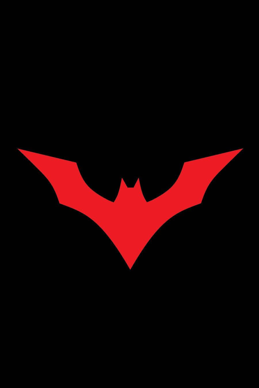 The Batman 桌布 壁紙 — 一個大膽的紅色蝙蝠符號居中於純黑色背景上，創造出引人注目的極簡主義標誌。