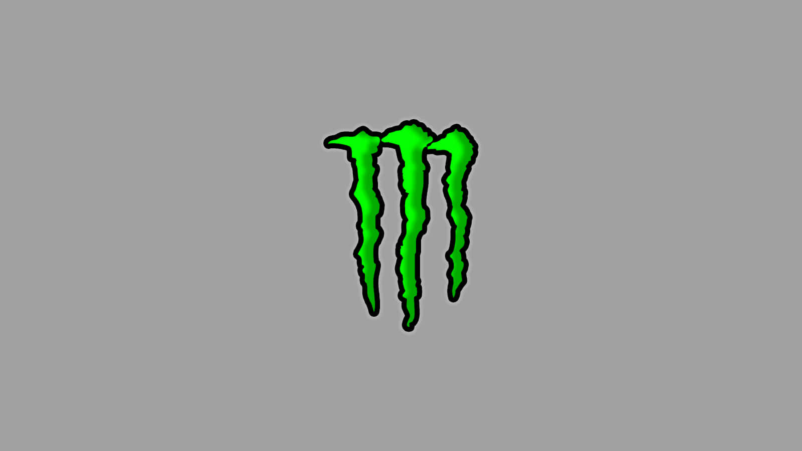 Monster Energy 桌布 壁紙 — 一個大膽的綠色爪形「M」標誌，居中於純灰色背景上。