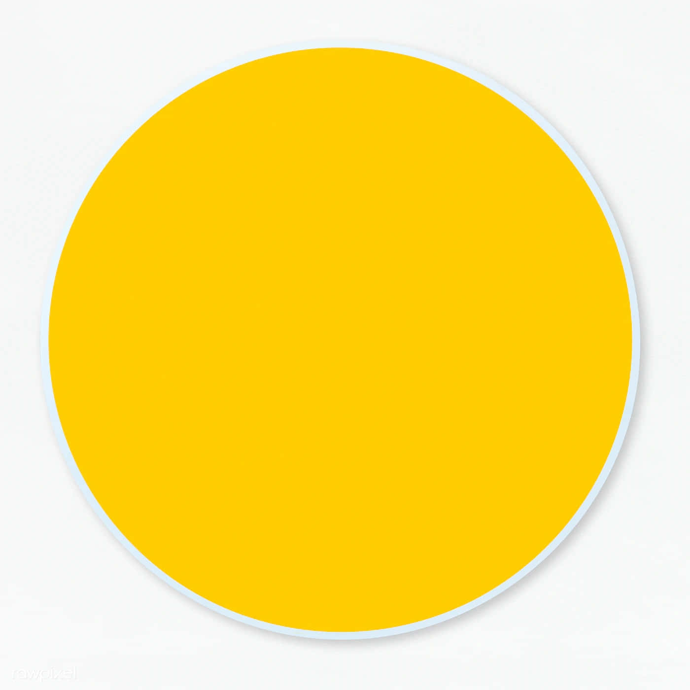 Yellow Circle 桌布 壁紙 — 一個大膽的黃色圓形，帶有細白色邊框，居中在純白色背景上。
