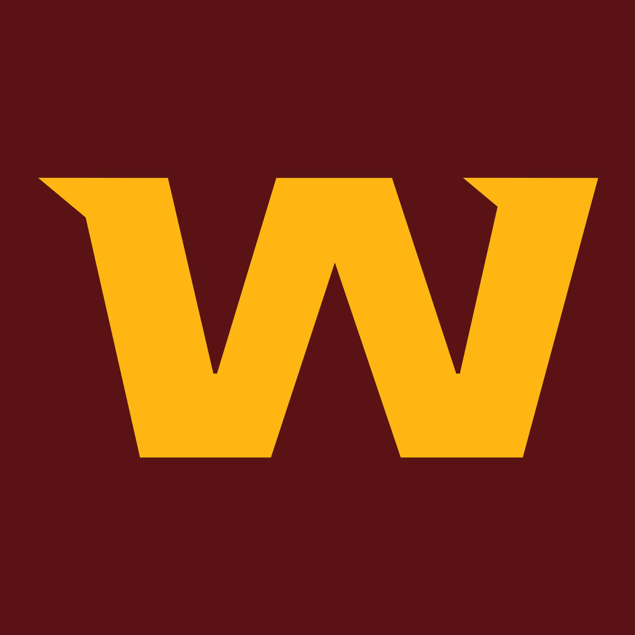 Washington Football 桌布 壁紙 — 一個大膽的黃色大寫W居中對齊，置於純栗色背景上，呈現簡潔的圖形設計。