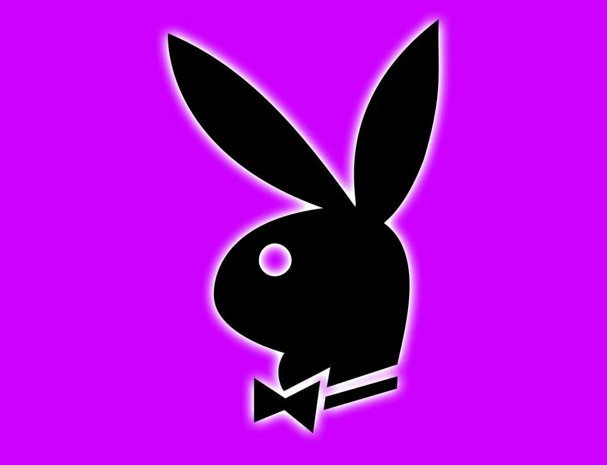 黑色Playboy兔仔標誌配蝴蝶結在紫色背景上發光 — Playboy GIF 壁紙