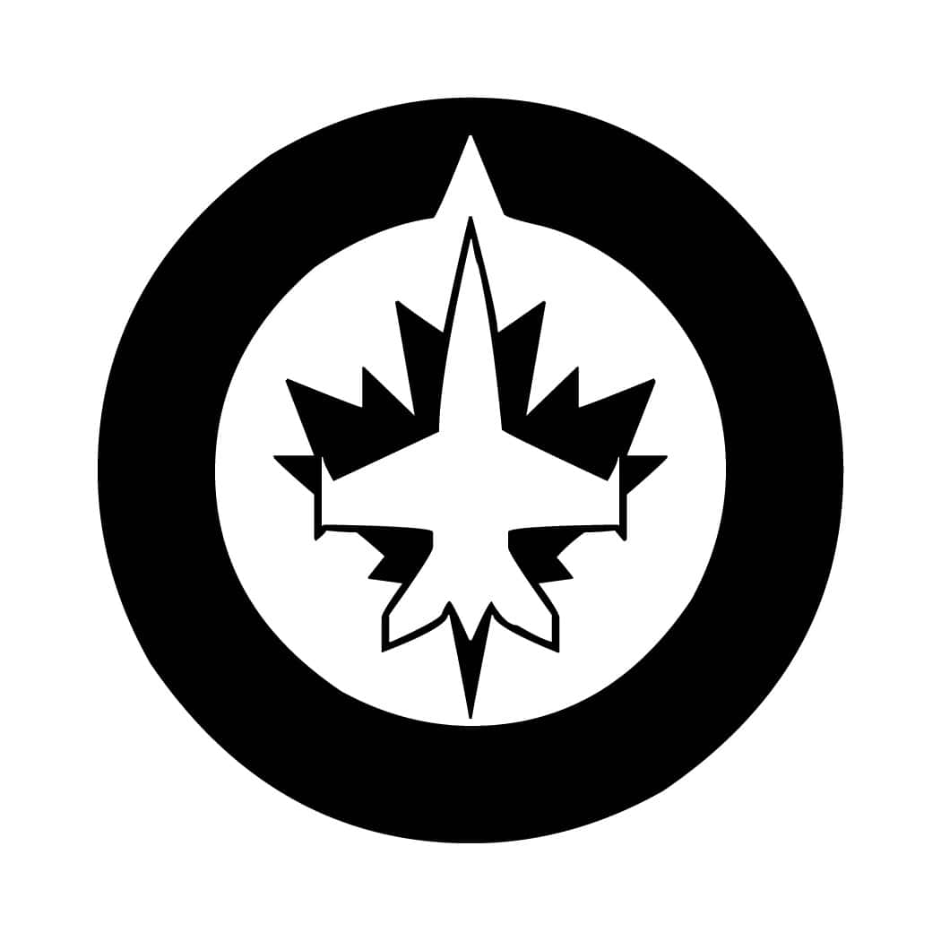 Black And White Logo 桌布 壁紙 — 一個大膽的黑色圓形標誌，在純色背景上帶有白色風格化星爆設計。