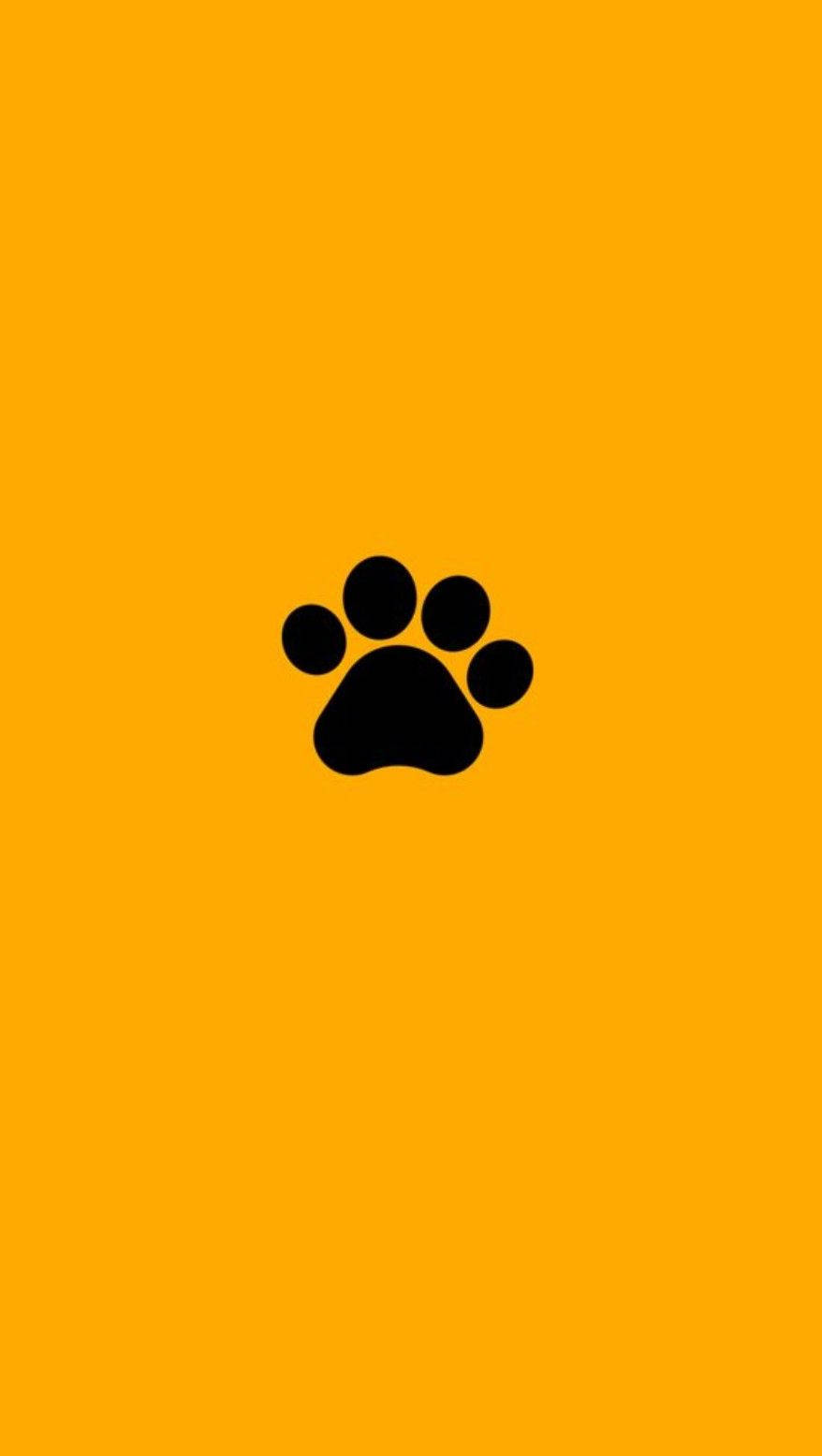 Paw Print 桌布 壁紙 — 一個大膽的黑色爪印圖示，居中在鮮豔的橙色背景上。