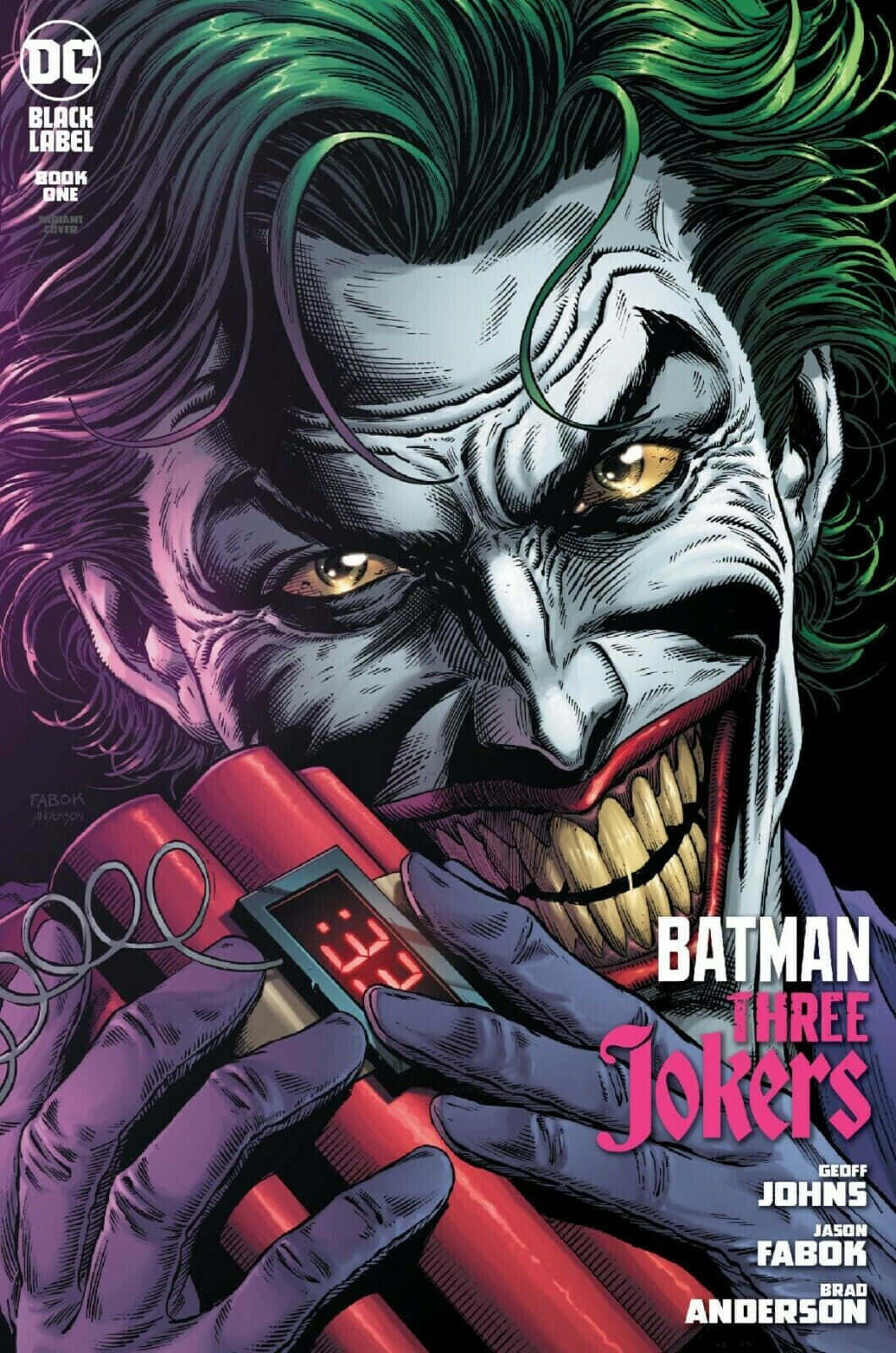 Batman Three Jokers 桌布 壁紙 — 一個威脅性的漫畫封面，小丑拿著一個紅色炸彈，數字計時器倒數到32秒。