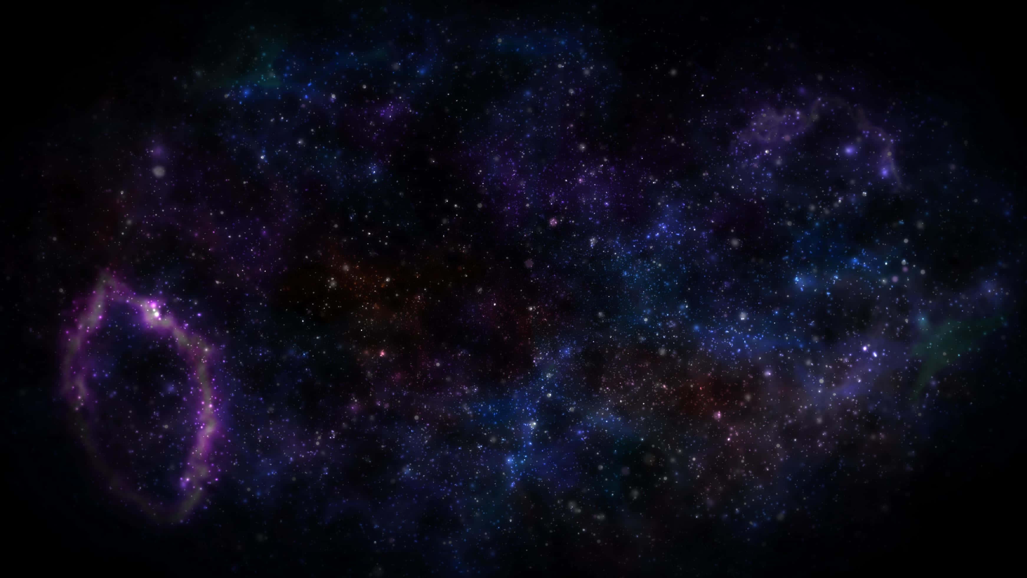 Galaxy Artwork 桌布 壁紙 — 一個宇宙星雲在星空背景下旋轉，呈現出充滿活力的紫色、藍色和藍綠色調。