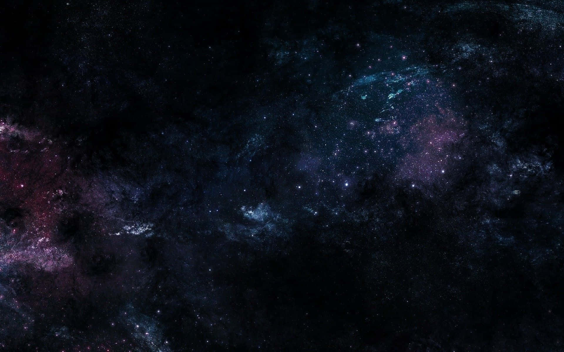 外太空 桌布 壁紙 — 一個宇宙深處的景觀，充滿了在紫色和藍色色調中發光的星雲，背景是佈滿星星的黑色虛空。