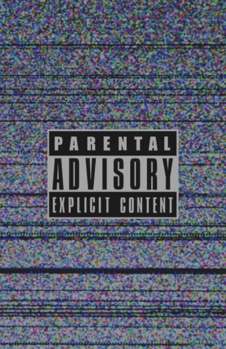 Content 桌布 壁紙 — 一個家長指引的成人內容標籤，居中顯示在充滿彩色靜態的電視屏幕上。