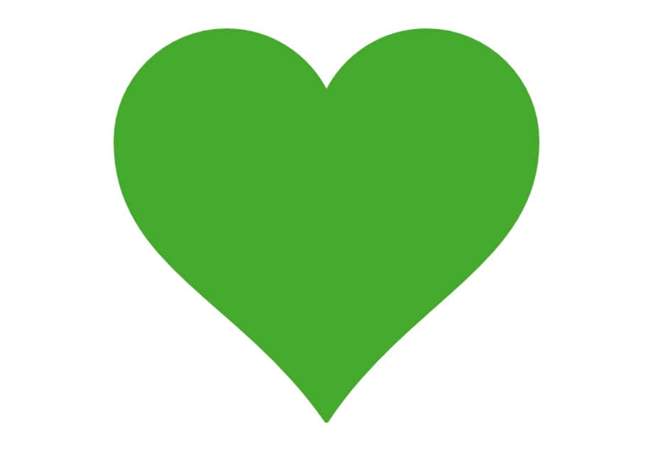 Green Heart 桌布 壁紙 — 一個實心綠色心形，居中於純白色背景上。