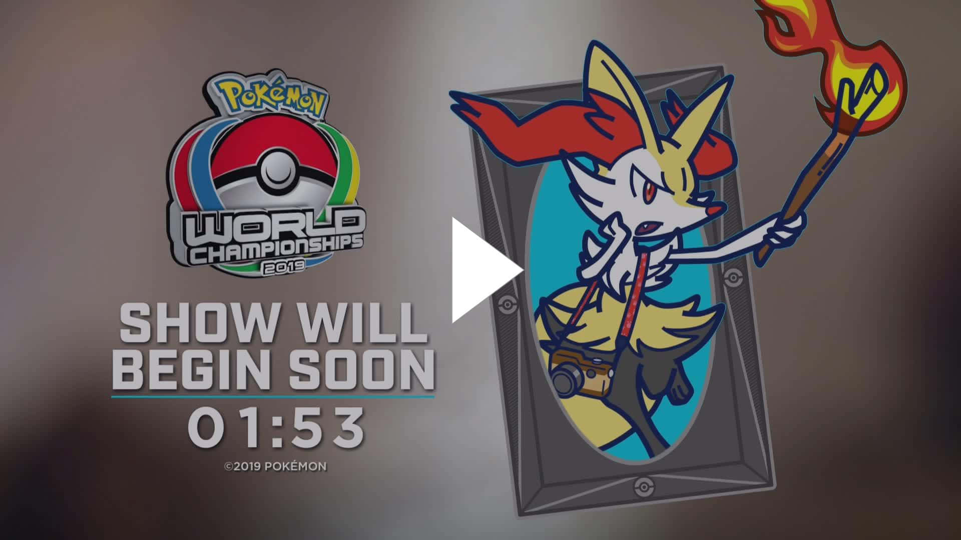 Pokemon World Championships 桌布 壁紙 — 一個寶可夢世界錦標賽倒數圖形，角色熾焰咆哮虎在帶框的傳送門中手持燃燒的火炬。