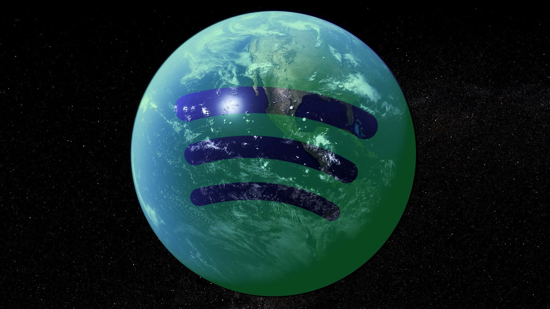 一個帶有Spotify標誌的綠色地球儀 壁紙