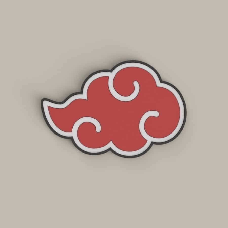 Akatsuki Symbol 桌布 壁紙 — 一個帶有白色和黑色輪廓的紅色雲朵徽章，居中放置在純米色背景上。